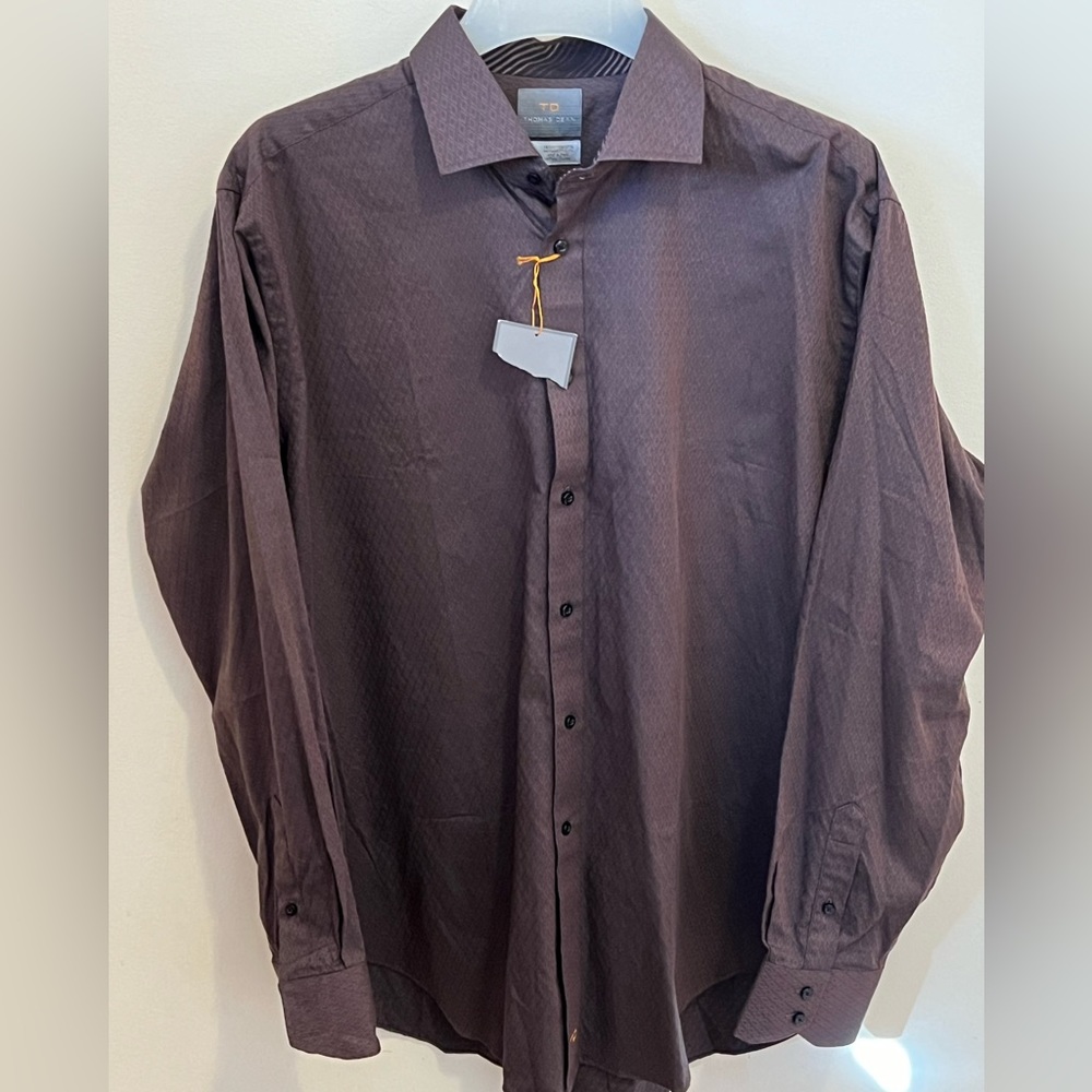 Thomas Dean Men’s Button Up Dress Shirt NEW XL